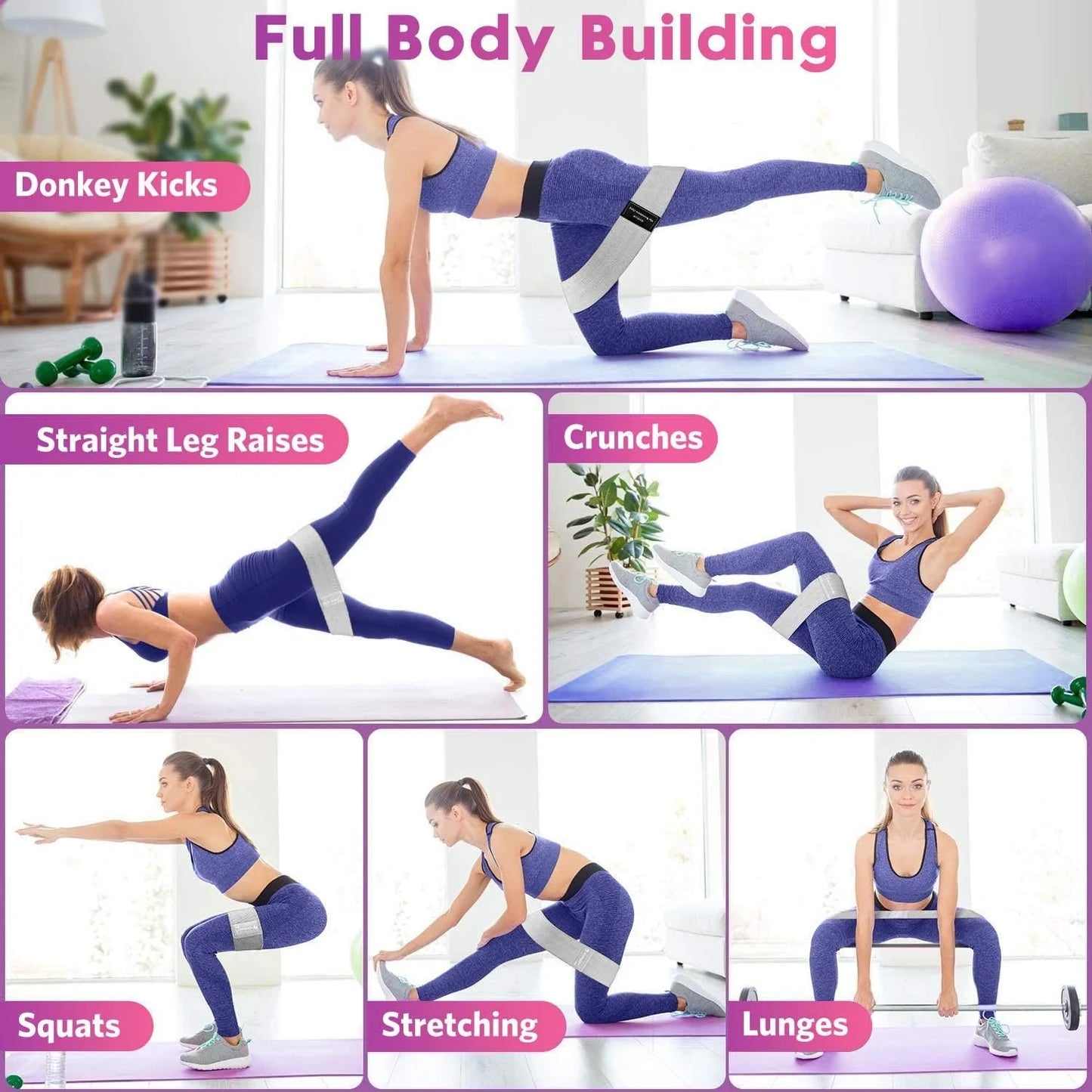 Fabric Workout Bands for Women & Men